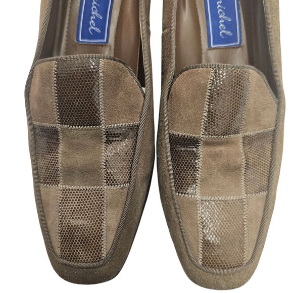 Vintage 1990s Pierre Michel Womens Brown Suede & Patent Leather Heels Size 10B - Picture 7 of 12